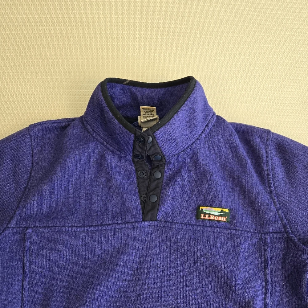 LL Bean Pullover Long Sleeve Sweatshirt Knit Fleece Purple 300193 Youth L 14-16 - Picture 4 of 13